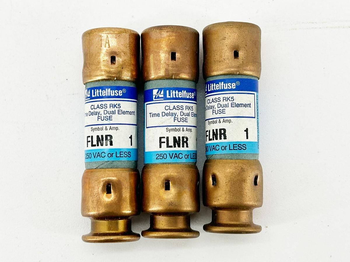 New Lot of 3 Littelfuse FLNR 1 Time Delay Fuse 1A 250VAC