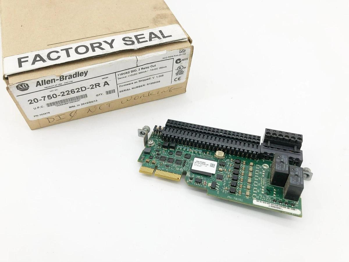 New AB Allen-Bradley 20-750-2262D-2R Ser. A I/O Module 115VAC DIO 2 Relay Out