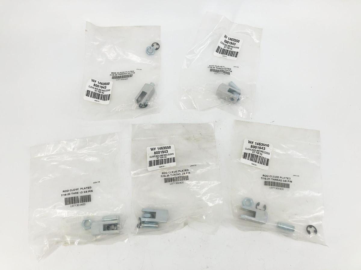 Lot of 5 New Parker L071300400 Clevis Rod Kits 0.75in 7/16-20 Thread 3/8 Pin