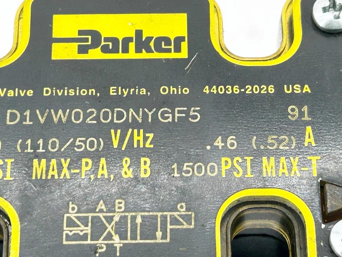 New Parker D1VW020DNYGF5-91 Hydraulic Solenoid Valve 120V .52A 5000PSI - No Box