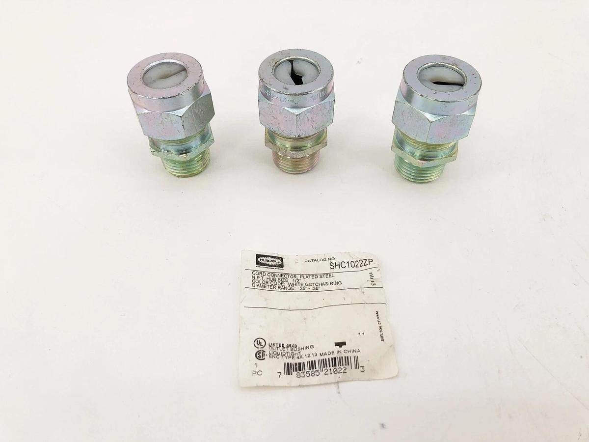 Lot of 3 New Hubbell SHC1022ZP Cord Connectors