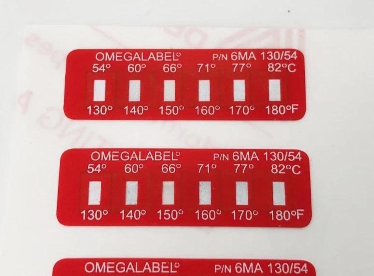 Bag of 30 New Omega 6MA-130/54-30 Six Point Horizontal Temperature Labels