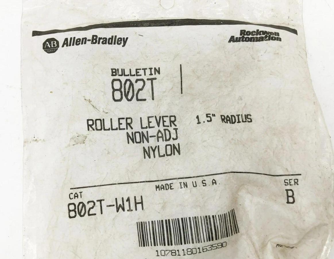 New Allen Bradley 802T-W1H Roller Lever Non-Adj Nylon 1.5" Radius