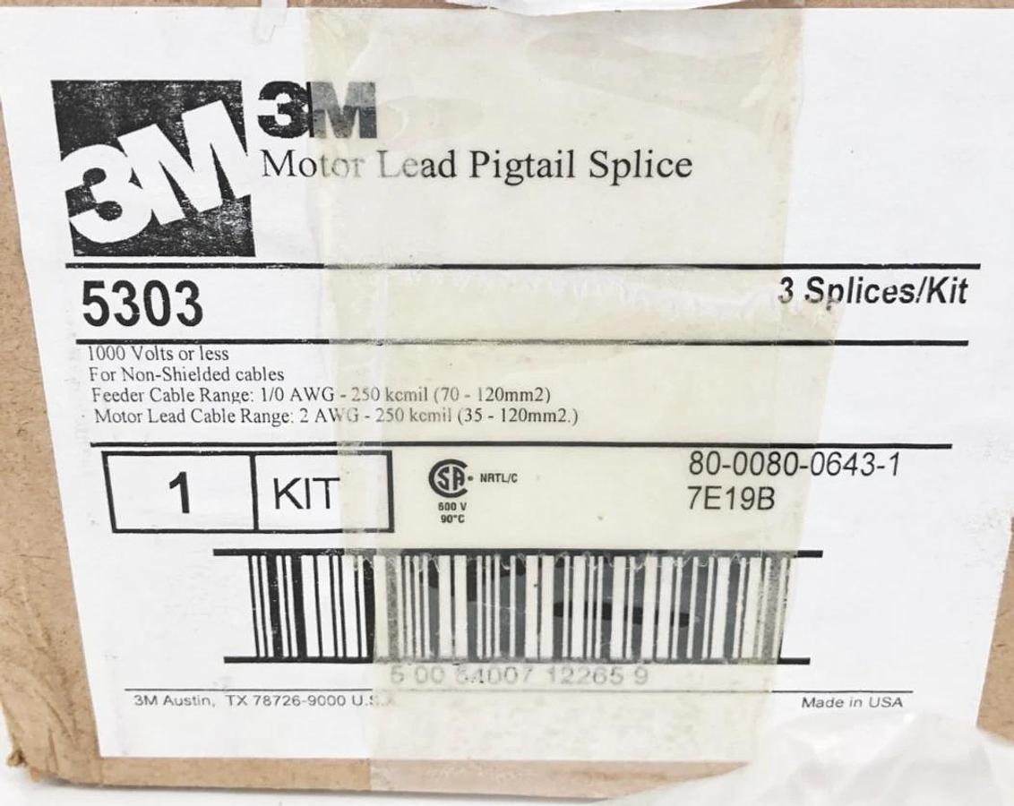 New 3M 5303 Motor Lead Pigtail Splice Kit 1000V or Less (3 Splices)