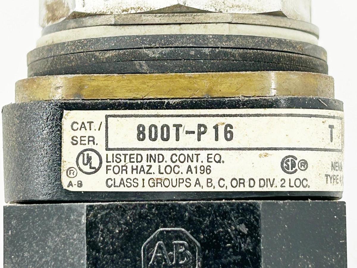 Used Allen Bradley 800T-P16A Pilot Light 30mm Amber Transformer Incandescent 120V