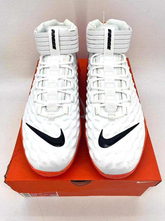 Nike Force Savage Pro 2 Shark P White/Orange Size 16 Football Cleats