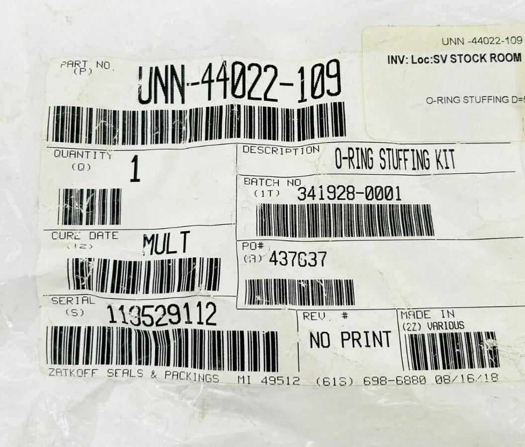 New Buhler UNN-4022-109 O-Ring Stuffing Kit