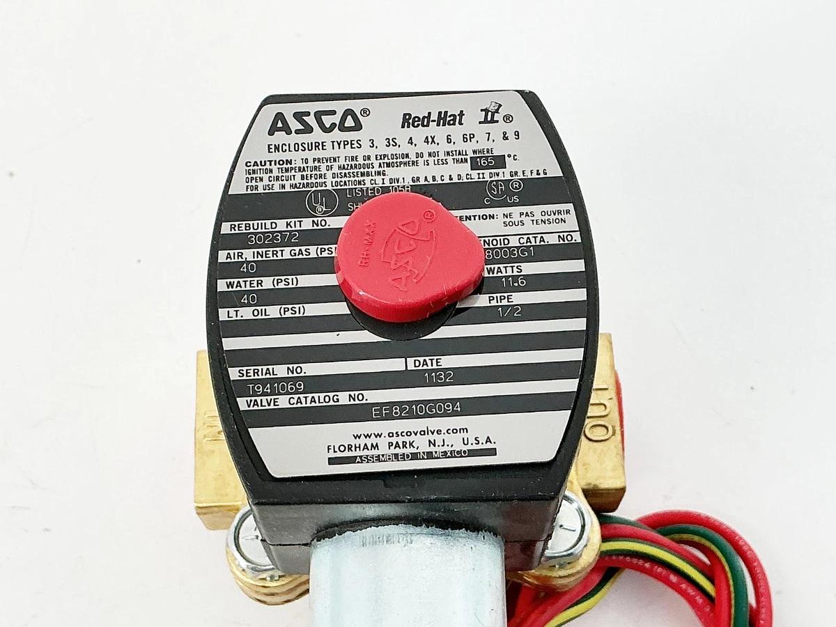 New Asco EF8210G094 24VDC Solenoid Valve 40PSI 1/2" Pipe 11.6W - No Box