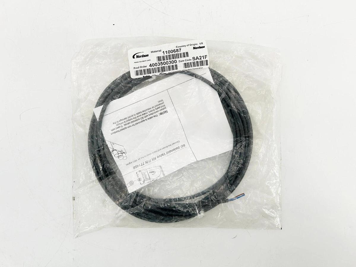 New Nordson 1100687 3 Wire Solenoid Cable Assembly M8 5 Meters Long