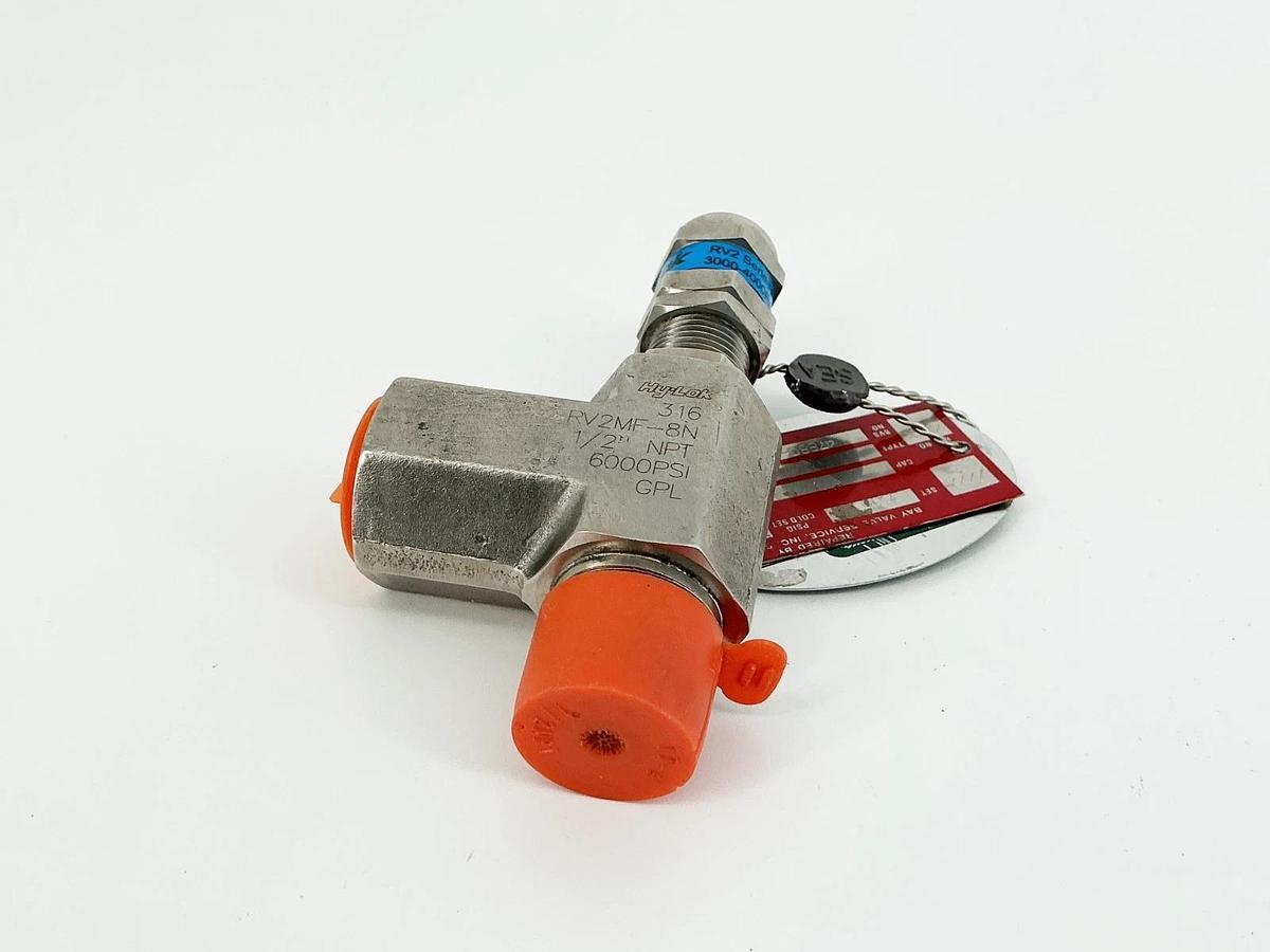 Refurbished Repaired HyLock RV2MF-8N Relief Valve 3500PSI Set Pressure 1/2" NPT 316SS