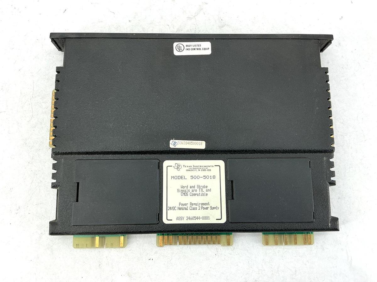 Used Texas Instruments 500-5018 Word Input Module 24VDC Nominal Class 2 Power Supply