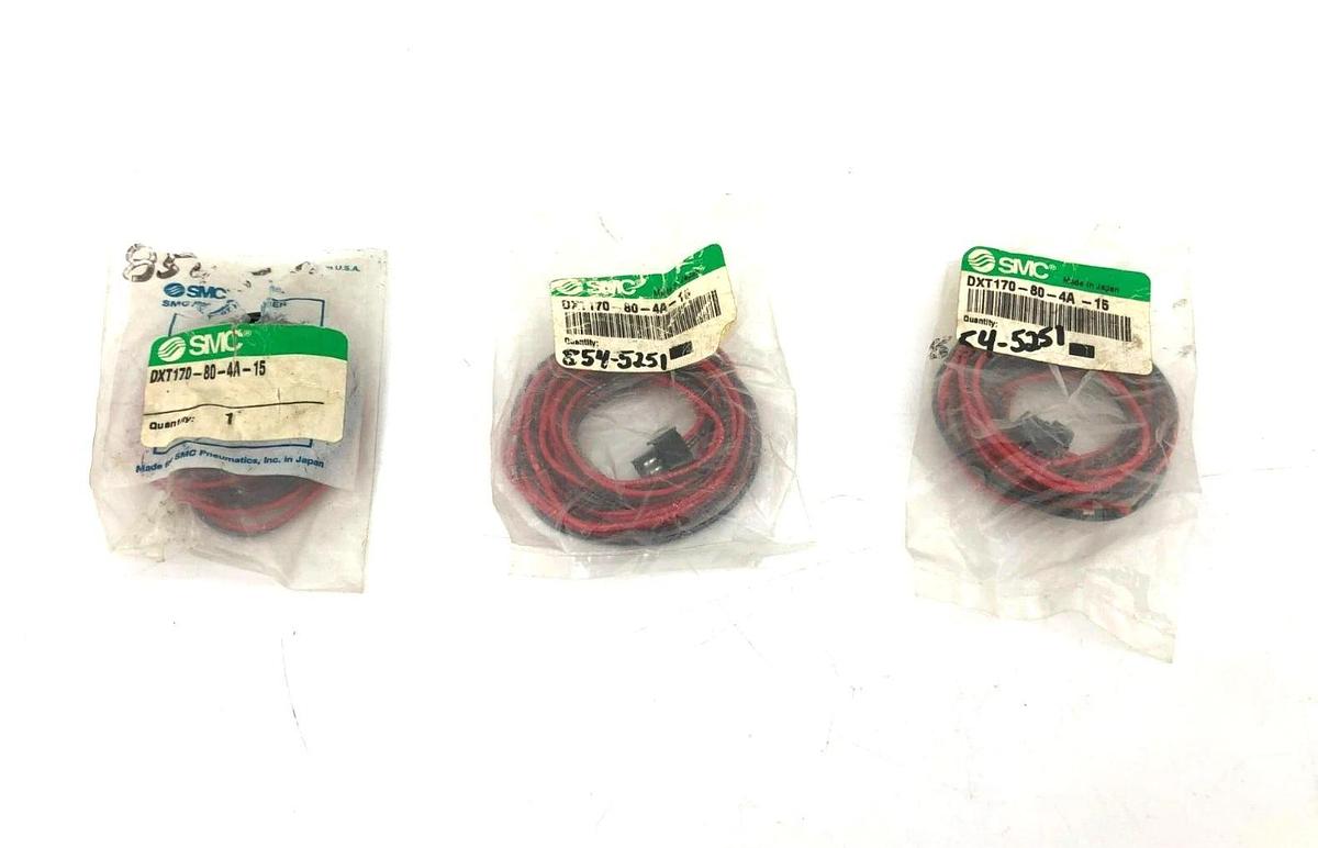 Lot of 3 New SMC DXT170-80-4A-15 Plug Connector Assemblies 60"