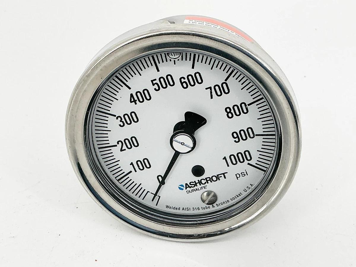 New Ashcroft 25-1009-AWL-02B-1000# Pressure Gauge 0-1000PSI 2.5" 1/4" NPT