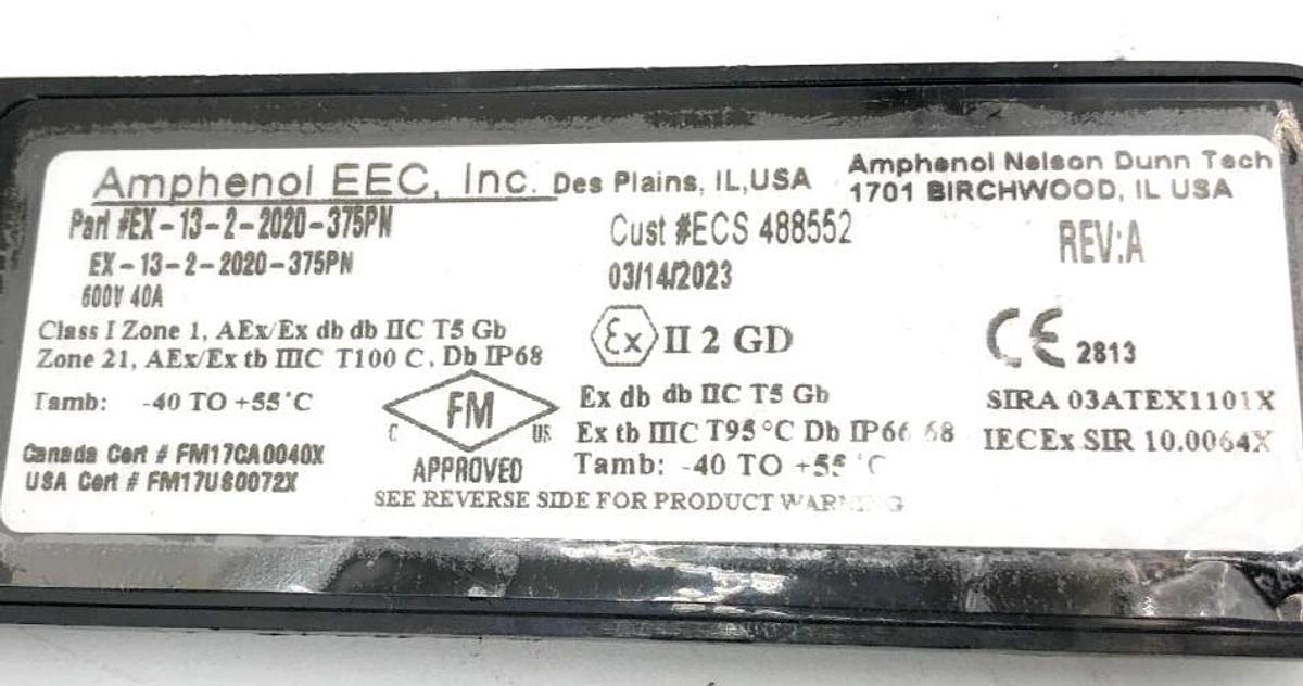 New Amphenol EX-13-2-2020-375PN Circular MIL Spec Connector ECAT805-0106