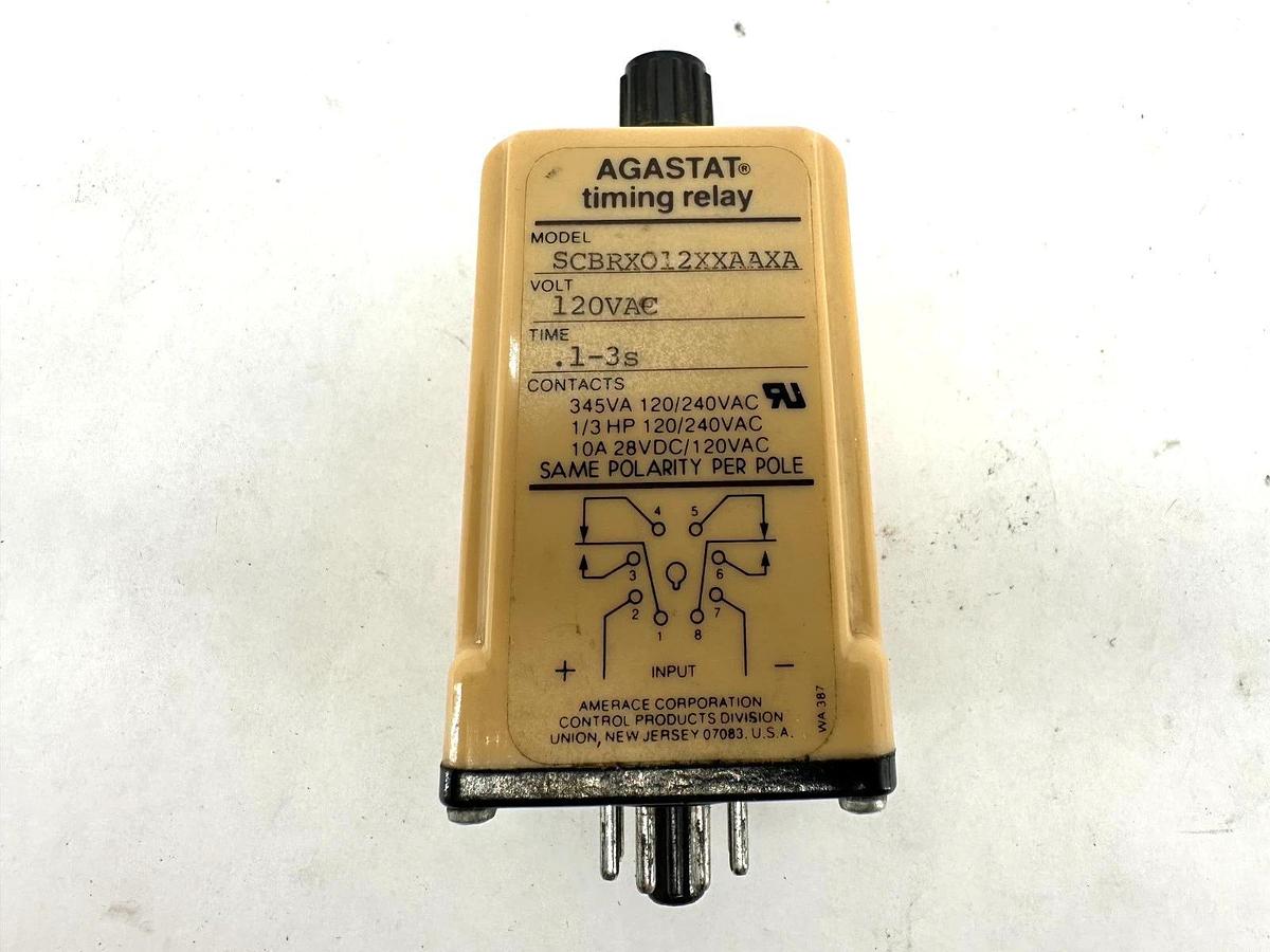 Used AGASTAT SCBRXO12XXAAXA Timing Relay 120V Time 0.1-3sec 8 Pin