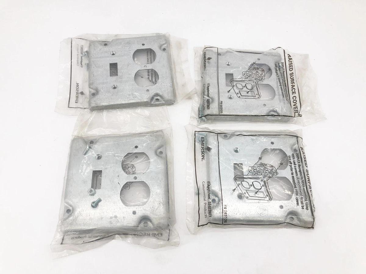 Lot of 4 New Emerson 503536 Raised Square Surface Covers 4"