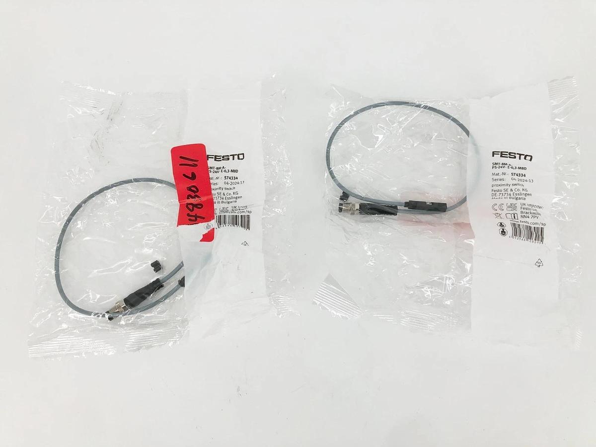 Lot of 2 New Festo SMT-8M-A-PS-24V-E-0,3-M8D Proximity Switch 574334