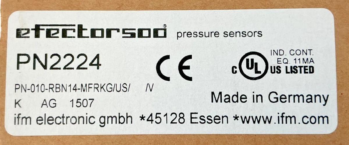 New IFM Efector PN2224 Pressure Sensor 1/4"NPT Port Size 18-32VDC 1088PSI