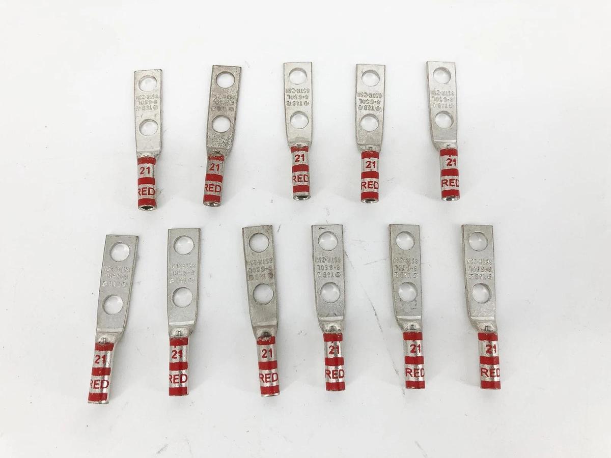 Lot of 11 New Thomas & Betts 54851BEPH Lugs 2-Hole 8STR-23N Red 21 - No Box