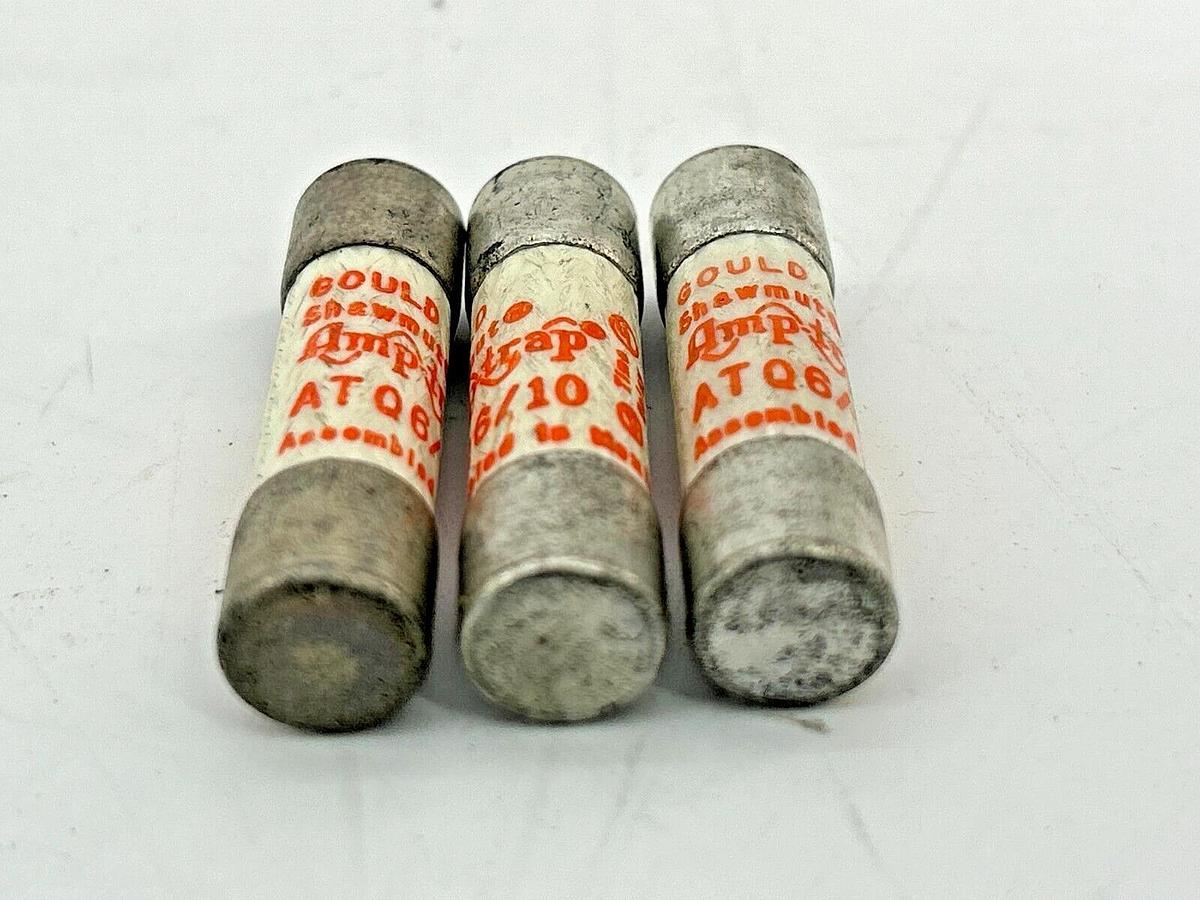 New Lot of 3 Ferraz Shawmut ATQ6/10 Time Delay Fuse 6/10A 500V