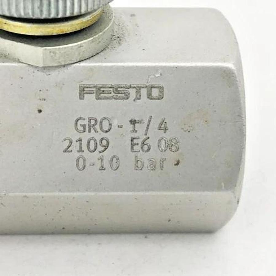 Used Festo GRO-1/4 Flow Control Valve 2109 0-10 bar