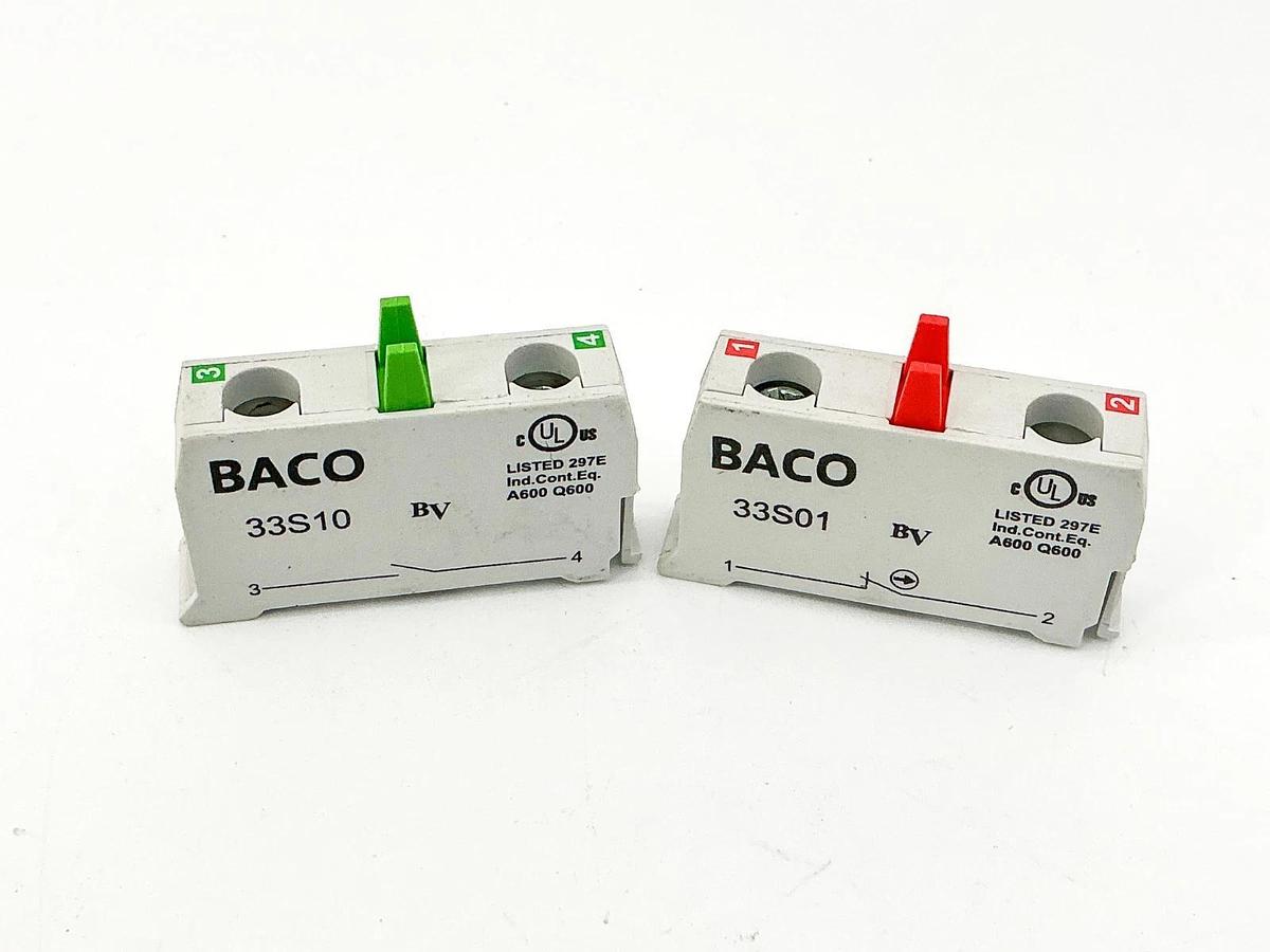 New Pack of BACO 33S01 + 33S10 Contact Blocks 10 690V - No Box
