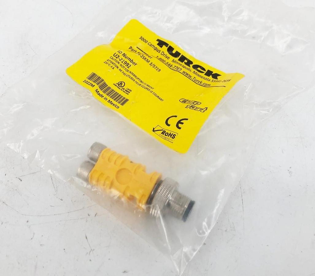 New Turck VBRS 4.4-2SKM 3/S719 Splitter M12 Male 4 Pin to x2 M8 Female 3 Pin