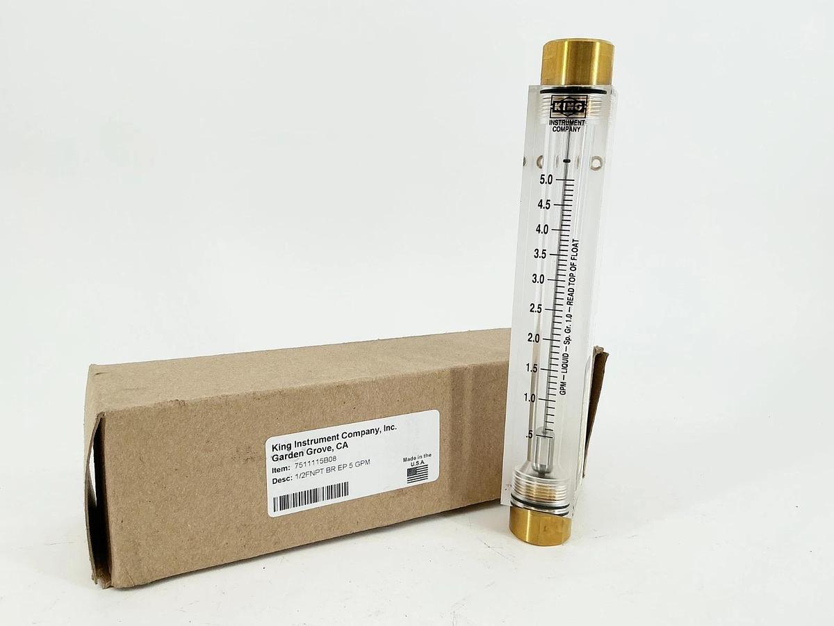New King Instrument Co. 7511115B08 Flow Meter 150PSI 5GPM 1/2" NPT