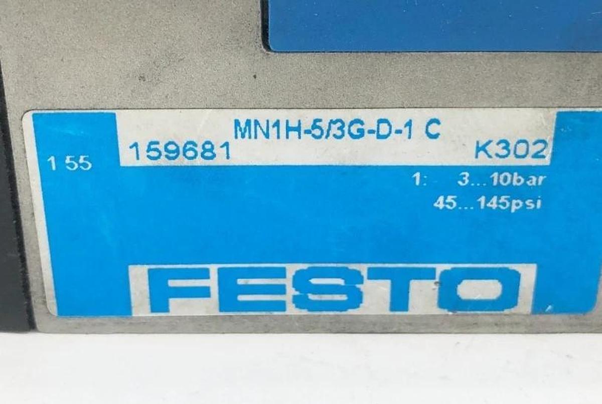New Festo MN1H-5/3G-D-1-C Solenoid Valve 45-145psi 159681 - No Box Missing Parts