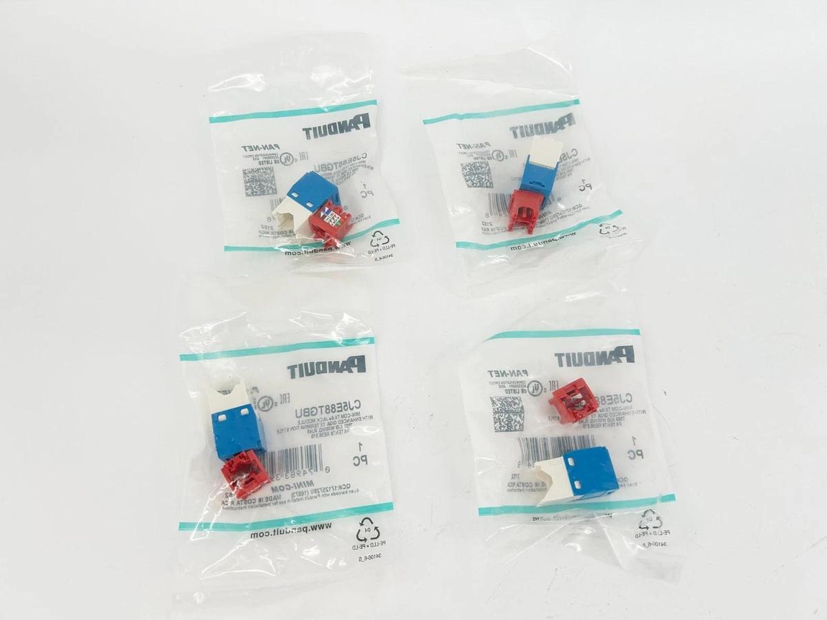 Lot of 4 New Panduit CJ5E88TGBU Mini-Com TX-5e Jack Modules