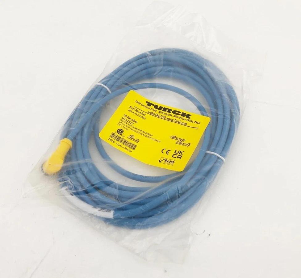 New Turck WK 4.41T-5/S90 Cordset Right Angle M12 Female 16FT. UX11527