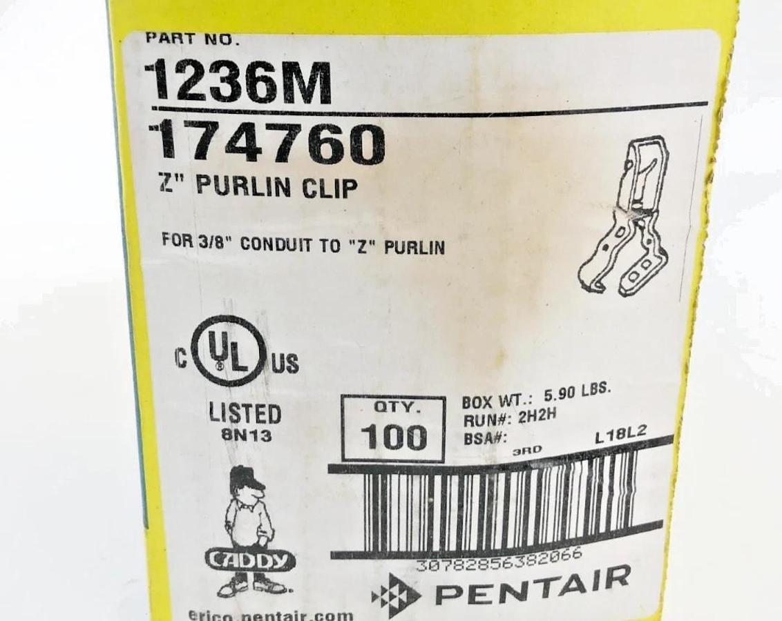 Box of 100 New Caddy 1236M Conduit & Purlin Clips 3/8" Conduit To "Z" Purlin