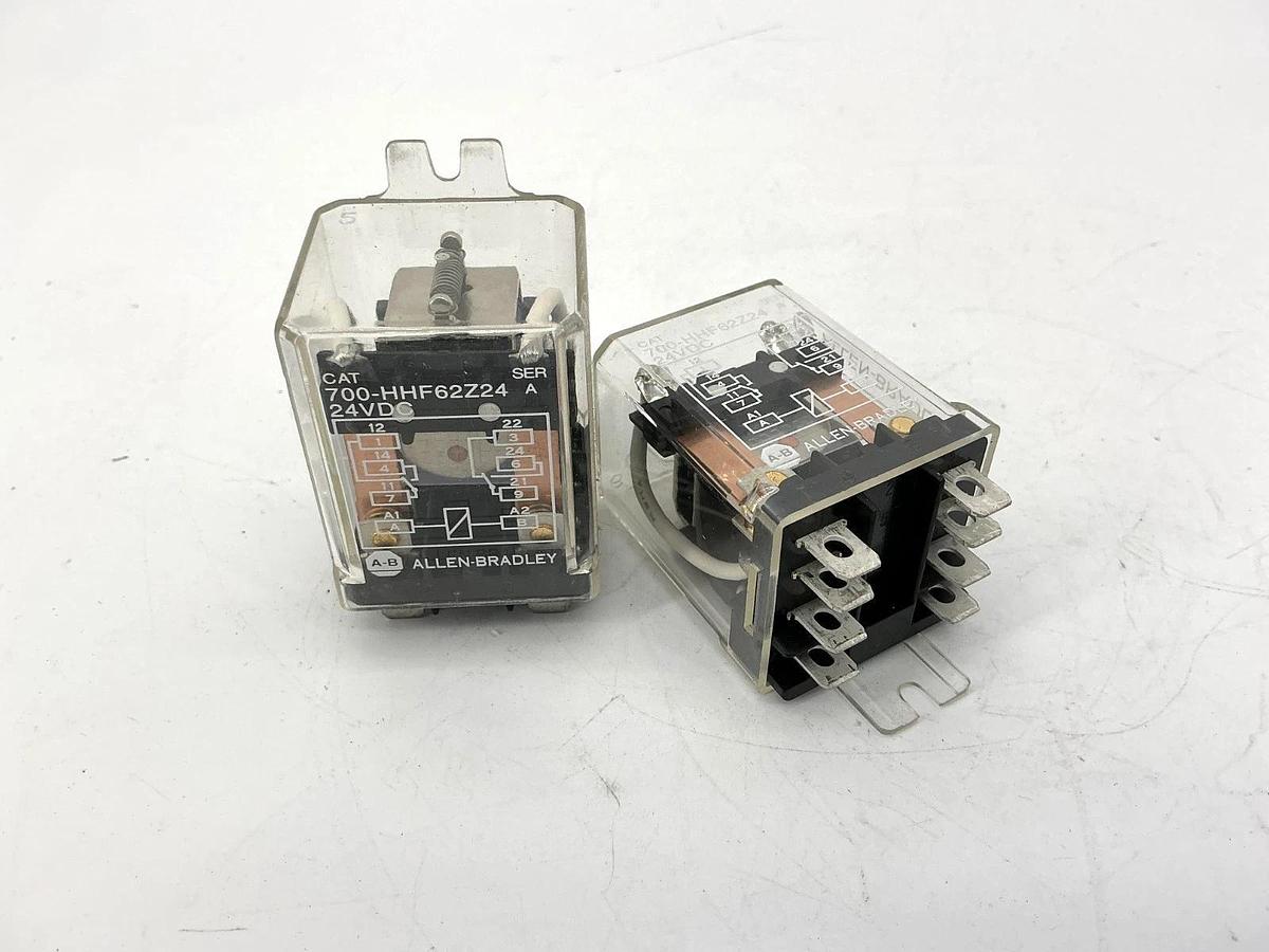 Used Lot of 2 Allen Bradley 700-HHF62Z24 Ser A Control Relay Type H 8-Pin 25A 24VDC