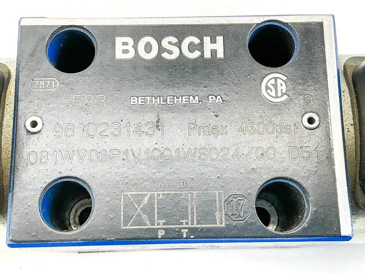 New Bosch 9810231431 Hydraulic Valve 4600PSI 24V 081WV06P1V1001WS024/00 D51