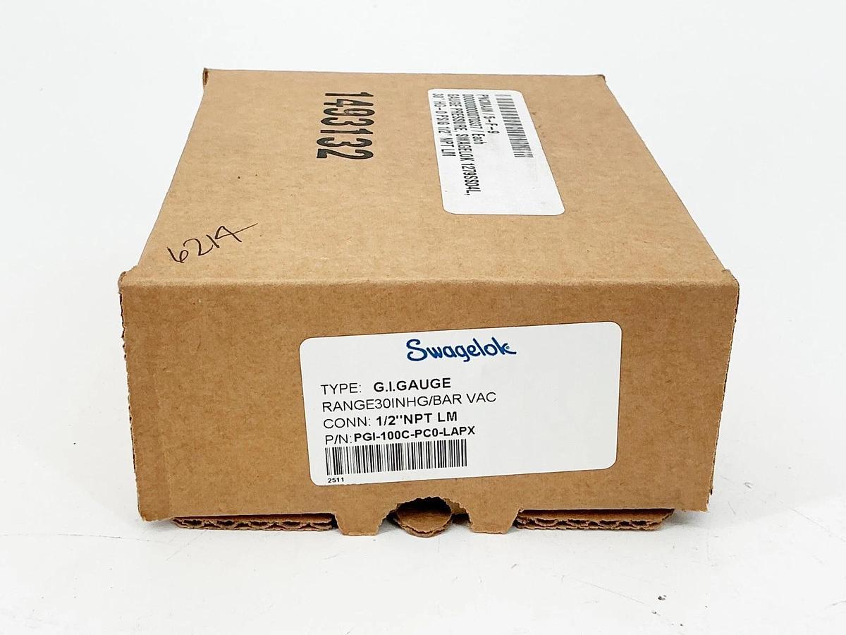 New Swagelok PGI-100C-PC0-LAPX Pressure Gauge 1/2" NPT Stainless Steel