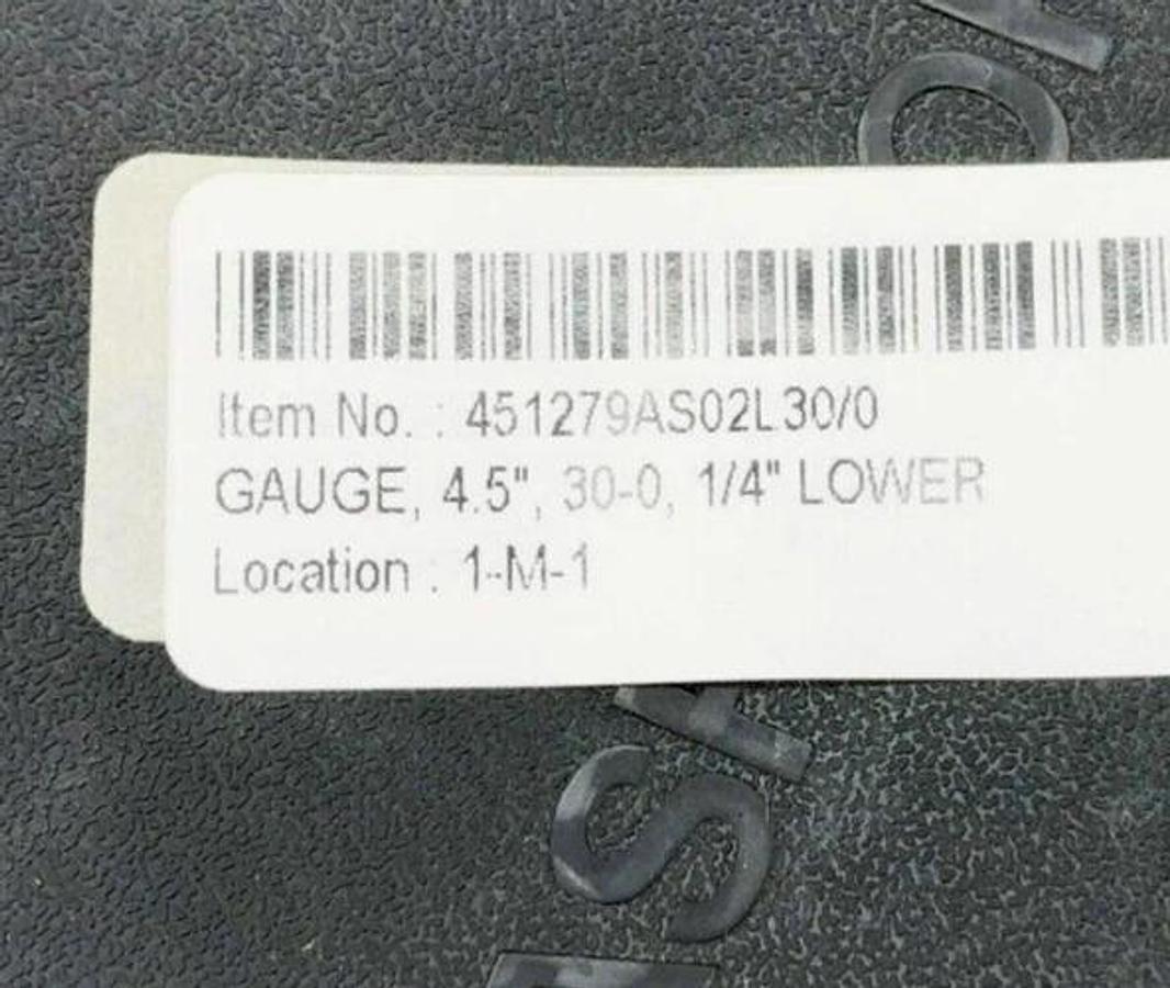 New Ashcroft 45-1279-AS-02L-30/0 Pressure Gauge 4-1/2" Dia. 30-0 in. Hg 1/4" NPT