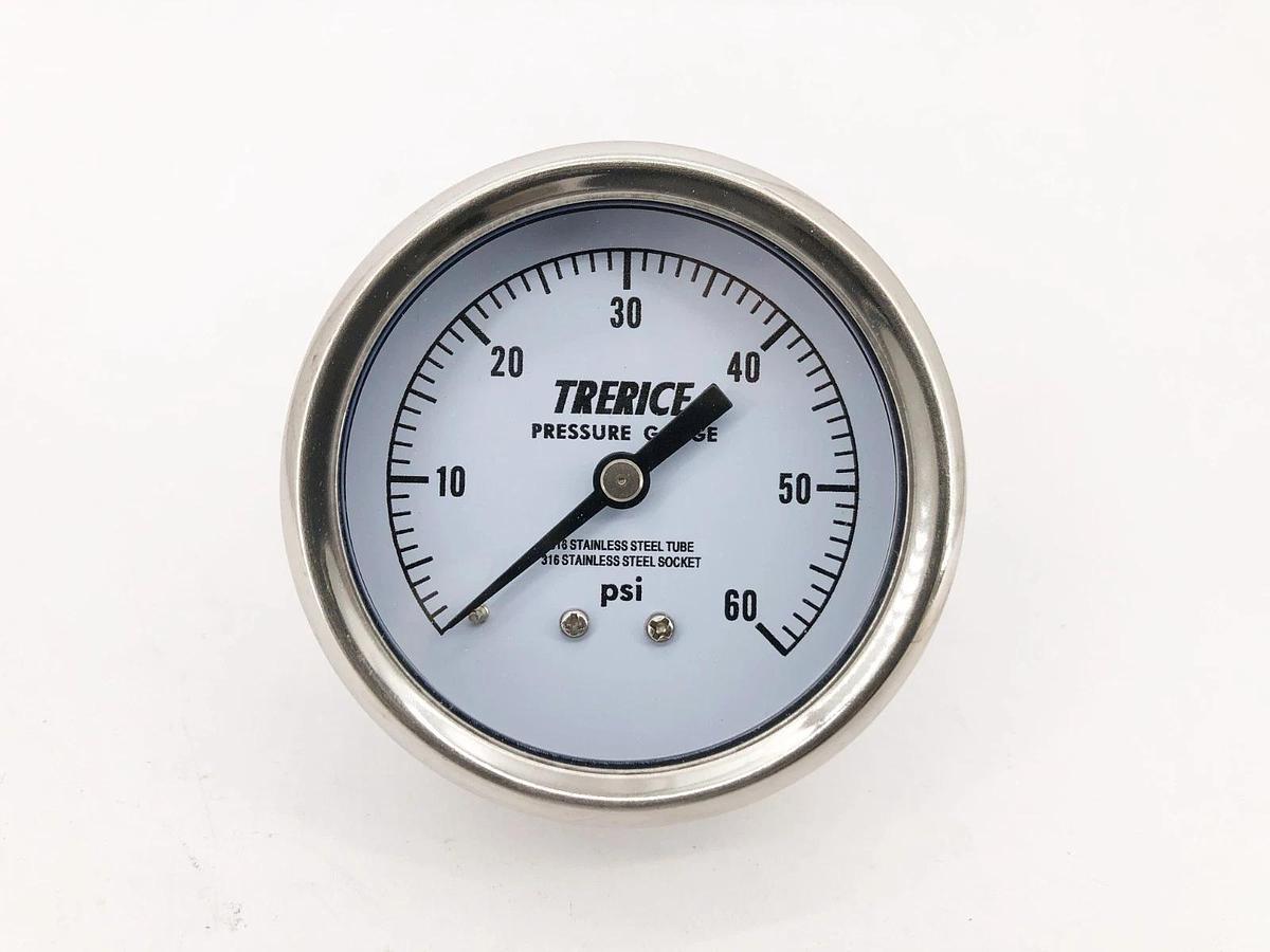 New Trerice D83SS2502BA60 Pressure Gauge D83SS 2.5" Gauge 0-60psi 1/4" NPT Back