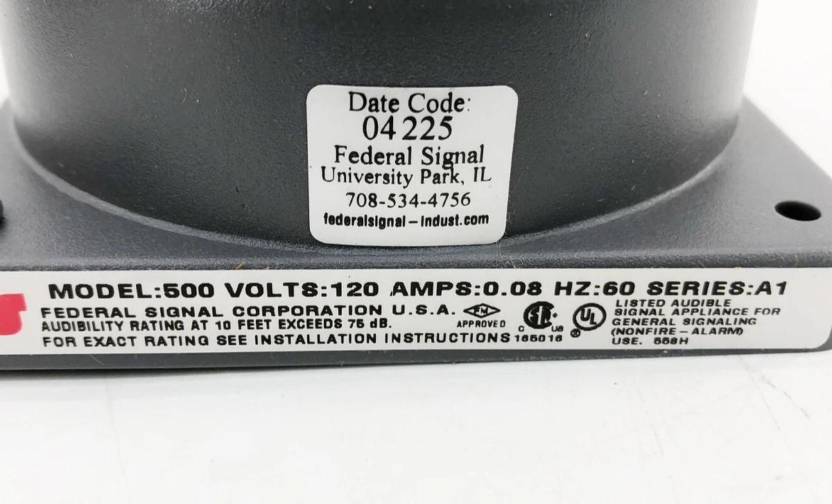 New Federal Signal 506-120-1 Bell Indoor/Outdoor 120VAC Gray 5T589 Model A-6