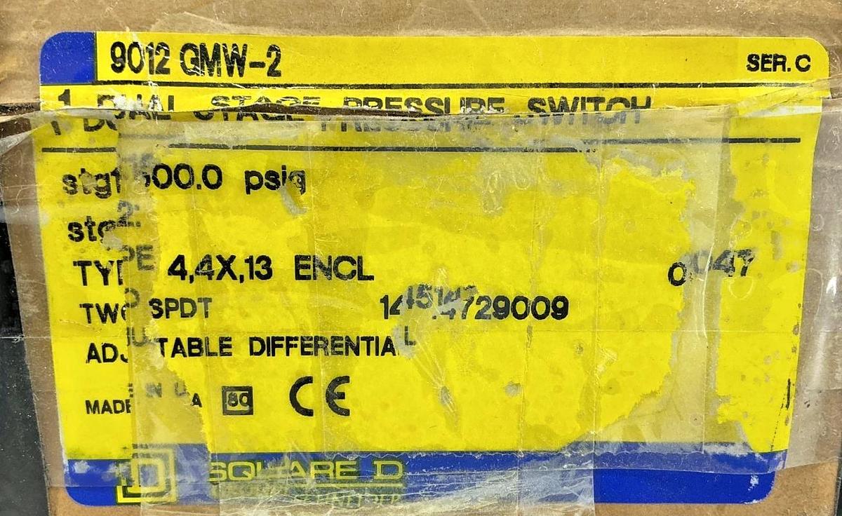 New Square D 9012GMW-2 Ser C Dual Stage Pressure Switch Stg1: 1500psig