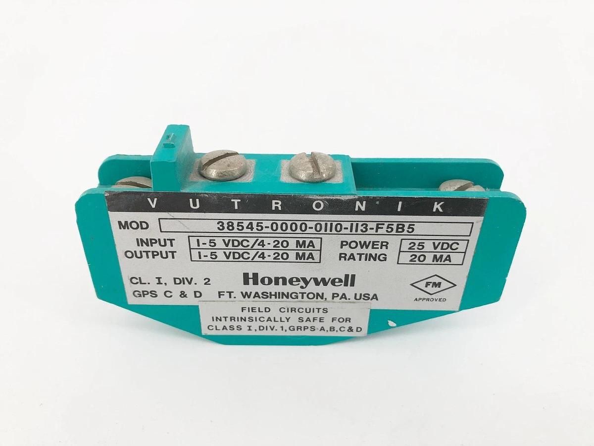 Used Honeywell 38545-0000-0110-113-F5B5 Safety Barrier 1-5VDC 4-20mA Vutronik