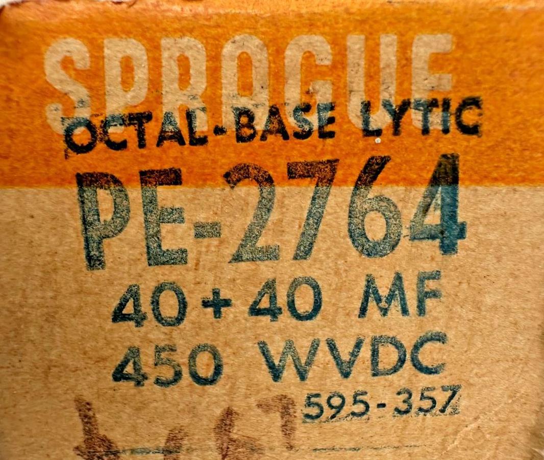 New Sprague PE-2764 Capacitor 40+40MFD 450WVDC PE2764