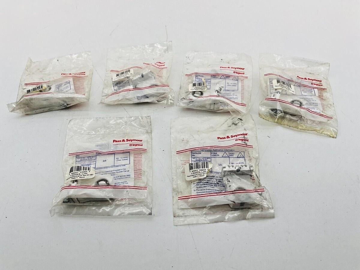 Lot of 6 New Legrand Pass & Seymour 13053-UN Fluorescent Lampholder White