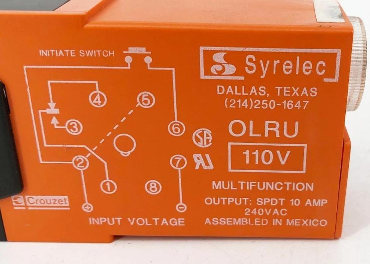 New Crouzet OLRU Multifunction Timer 110VAC Output: SPDT 10A 240VAC