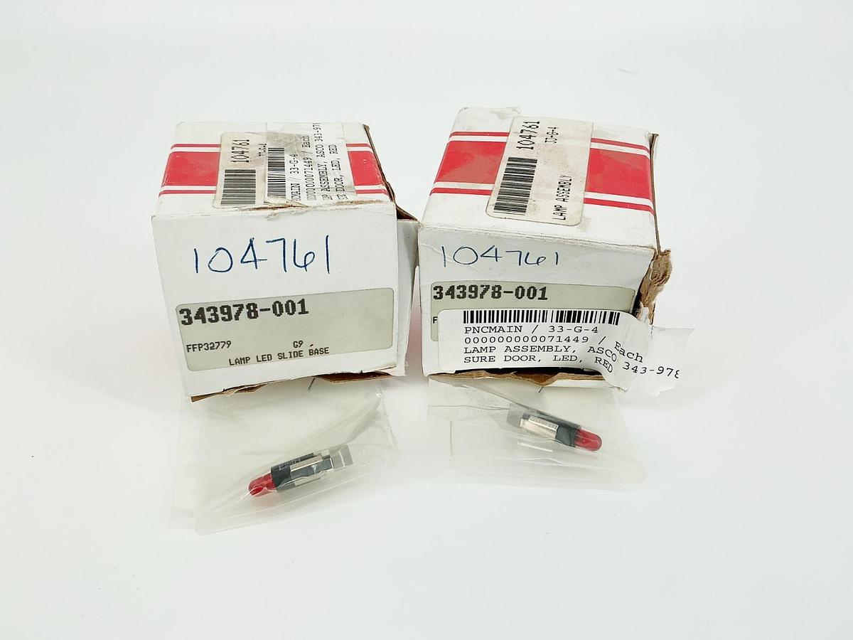 New Lot of 2 Asco 343978-001 Lamp LED Slide Base Red 104761