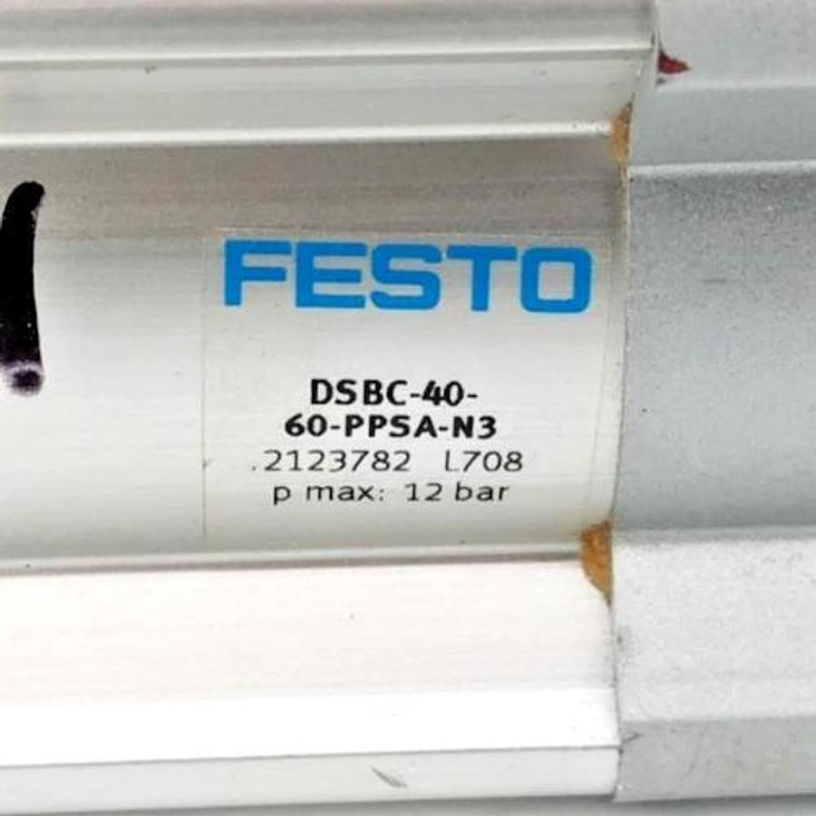 New Festo DSBC-40-60-PPSA-N3 Pneumatic Cylinder 2123782 12 bar - No Box