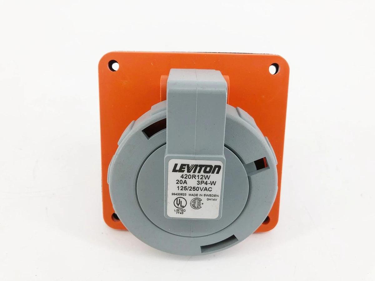 New Leviton 420R12W Watertight Pin & Sleeve Receptacle 20A 125/250V