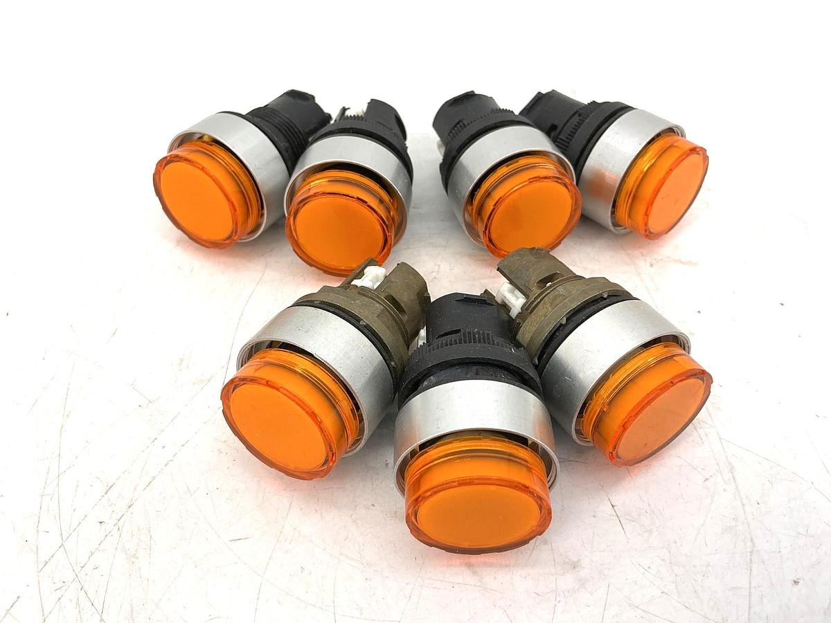 Used Assorted Lot of 7 Allen Bradley Illuminated Pushbutton Extended Amber