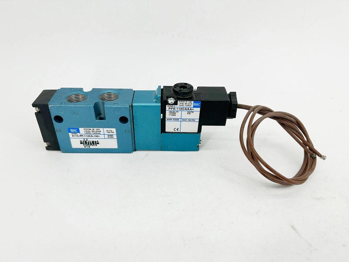 New MAC Valves 811C-PP-112CA-152 Solenoid Valve 120V 6.8W 20-150psi 28669