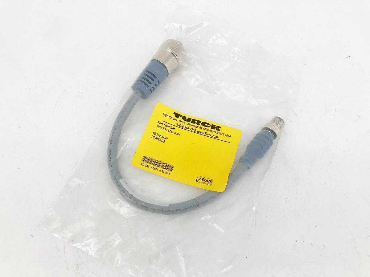 New Turck RKM RSC 5711-0.3MT Double-Ended Cordset U7400-03