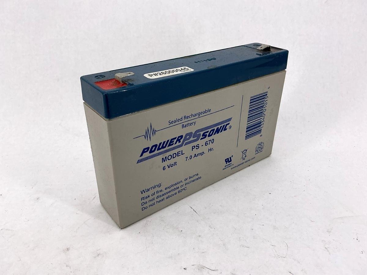 Used Power PS Sonic PS-670 Sealed Rechargeable Battery Lead Acid Battery 6V 7.0A Hr.